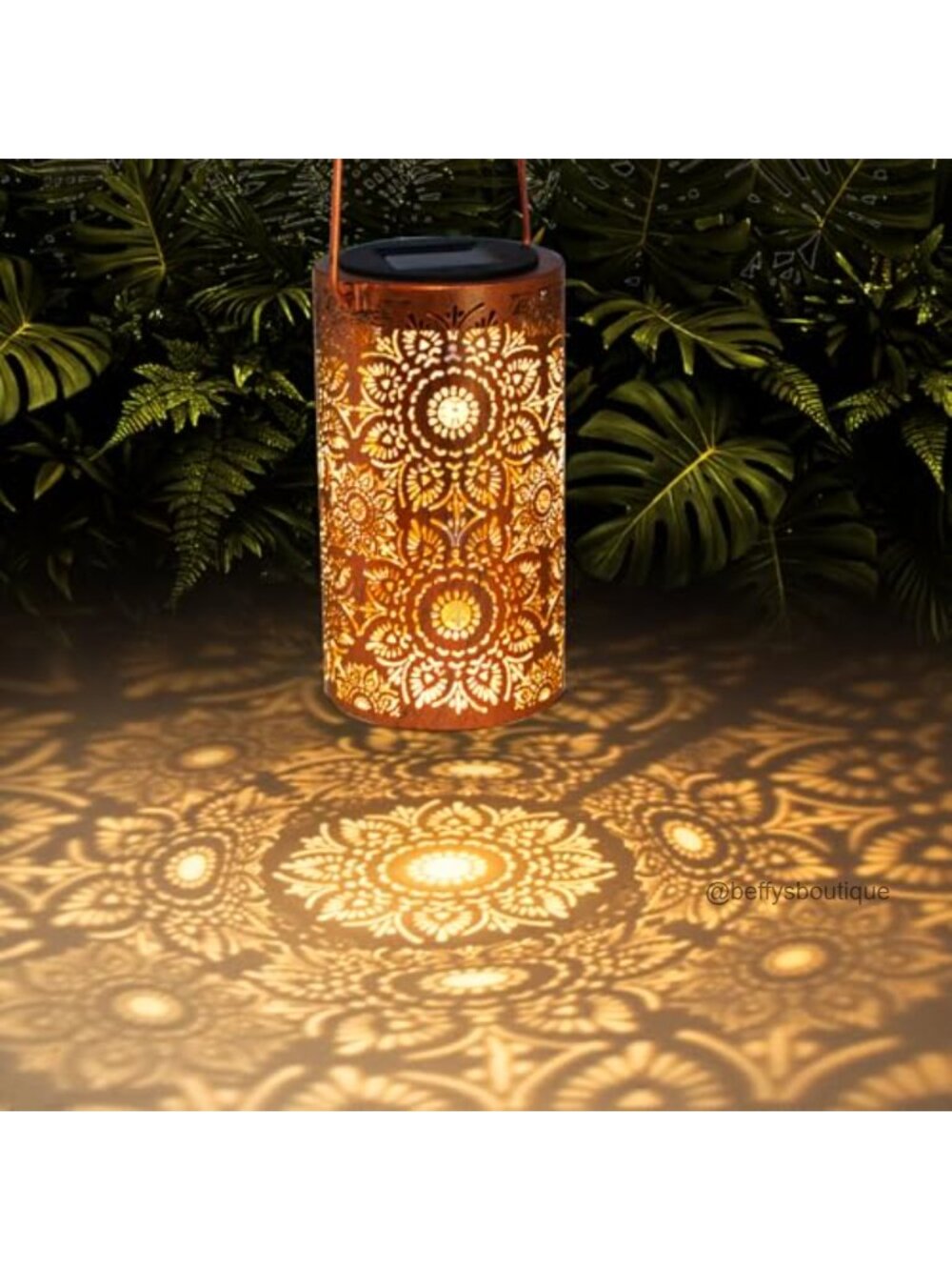 Solar Lantern Outdoor Waterproof Metal Hanging Garden Decor Sunflower Gift
